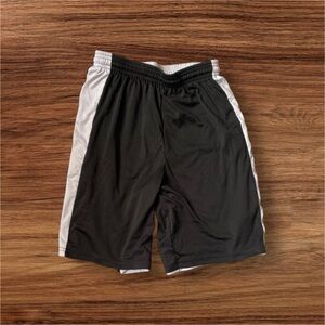 Black and White Athletic Shorts with Elastic Waistband
